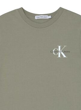 T-Shirt Calvin Klein Brust Monogram Grün Junge