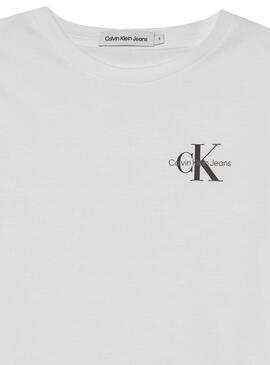 T-Shirt Calvin Klein Brust Monogram Weiss Junge