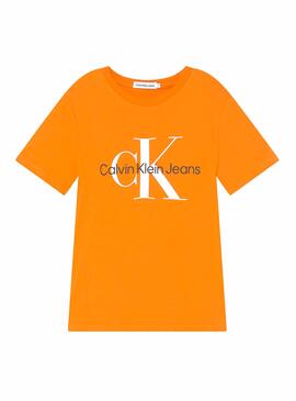 T-Shirt Calvin Klein Monogram Logo Orange Kinder