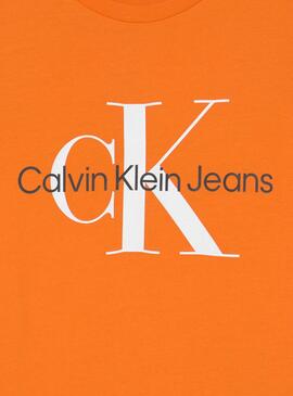 T-Shirt Calvin Klein Monogram Logo Orange Kinder