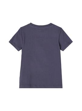 T-Shirt Name It Didrik Feuerdruck Marineblau für Junge