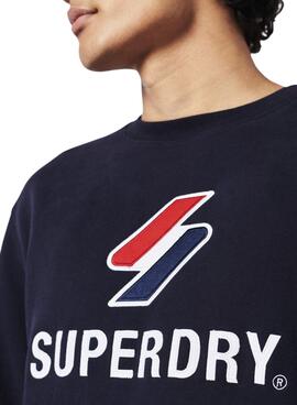 Sweatshirt Superdry Code Stacked Marineblau für Herren