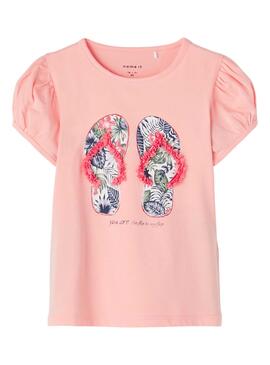 T-Shirt Name It Florida Flip flops Rosa für Mädchen