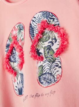 T-Shirt Name It Florida Flip flops Rosa für Mädchen