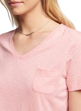 T-Shirt Superdry Studios Pocket Rosa für Damen