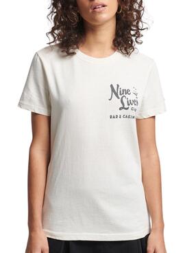 T-Shirt Superdry Vintage Lines Weiss für Damen