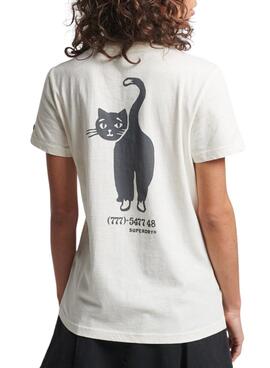 T-Shirt Superdry Vintage Lines Weiss für Damen