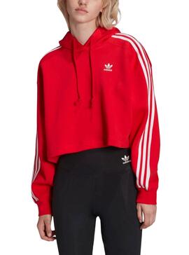 Sweatshirt Adidas Adicolor Kapuze Crop Rot Damen