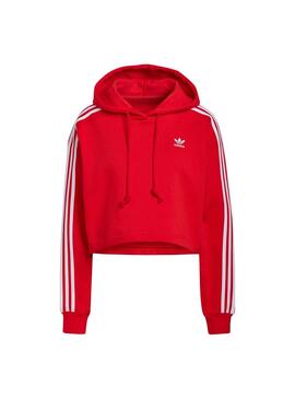 Sweatshirt Adidas Adicolor Kapuze Crop Rot Damen