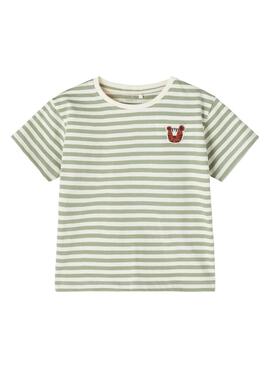 T-Shirt Name It Fai Streifen Grün Tiger für Junge