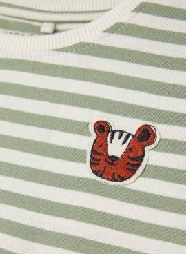 T-Shirt Name It Fai Streifen Grün Tiger für Junge