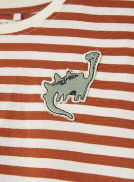 T-Shirt Name It Fai Stripes Dino Orange für Junge