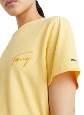 T-Shirt Tommy Jeans Rlxd Signature Amarilla Damen
