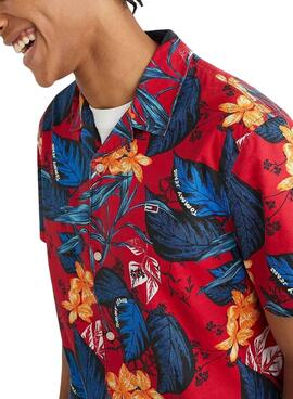 Hemd Tommy Jeans Hawaiianisch Bedruckt Rot Herren