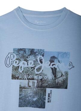 T-Shirt Pepe Jeans Colter Fotos Blau für Junge
