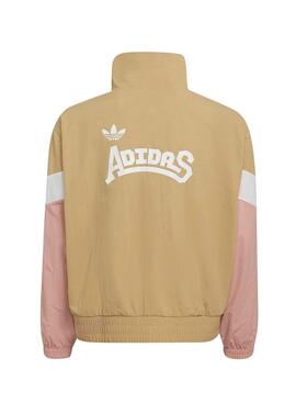 Jacke Adidas Woven Block Beige Für Mädchen