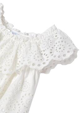 Bluse Mayoral Knitted Perforiert Weiss Für Mädchen