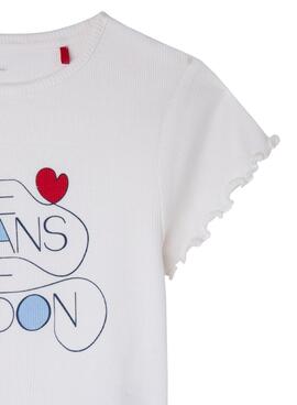 T-Shirt Pepe Jeans Irun-Logo Weiss Für Mädchen
