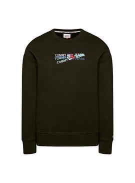 Sweatshirt Tommy Jeans Straight Logo Schwarz Herren