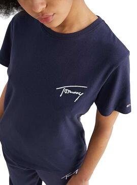 T-Shirt Tommy Jeans Signature Marineblau Für Damen