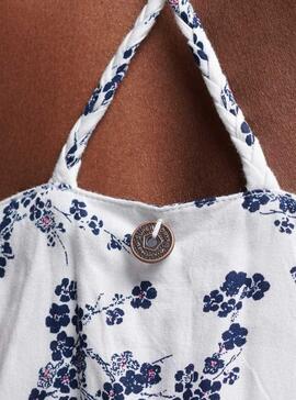 Kleid Superdry Vintage-Druck Weiss Damen