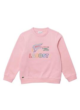 Sweatshirt Lacoste Logo Farben Rosa für Mädchen