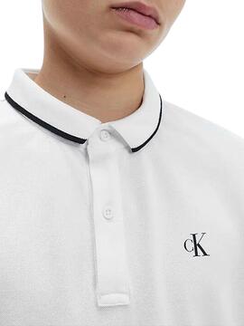 Polo Calvin Klein Monogram Tipping Fitted Fitted Weiss