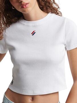 T-Shirt Superdry Code Essential Crop Weiss Damen