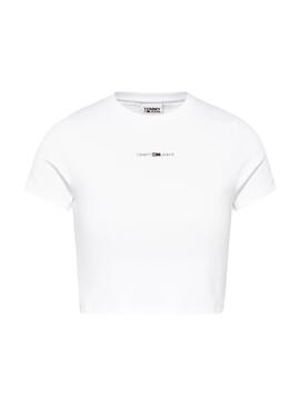 T-Shirt Tommy Jeans Baby Crop Weiss für Damen