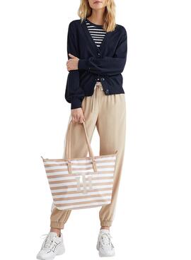 Handtasche Tommy Hilfiger Tote Streifen Beige für Damen