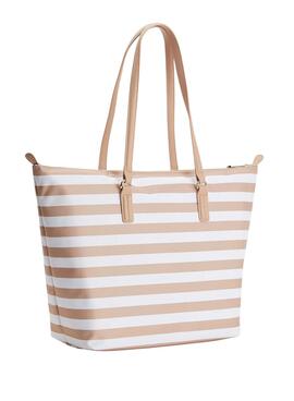 Handtasche Tommy Hilfiger Tote Streifen Beige für Damen