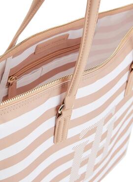 Handtasche Tommy Hilfiger Tote Streifen Beige für Damen