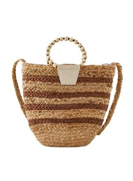 Tasche Pieces Vera Streifen Yute braun für Damen