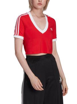 T-Shirt Adidas Cropped Rot für Damen