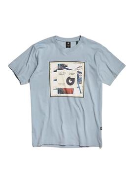 T-Shirt G-Star Schal Print Blau für Herren