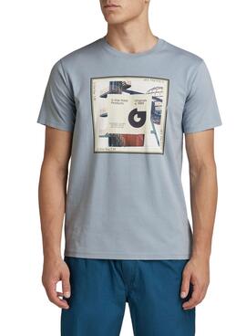 T-Shirt G-Star Schal Print Blau für Herren