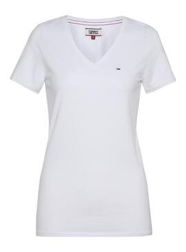T-Shirt Tommy Jeans Basic Stretch Weiß Frau