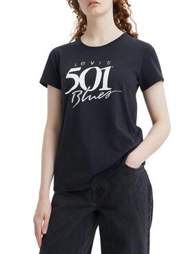 T-Shirt Levis The Perfect 501 Schwarz für Damen