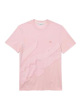 T-Shirt Lacoste Croco Oversize Rosa für Herren