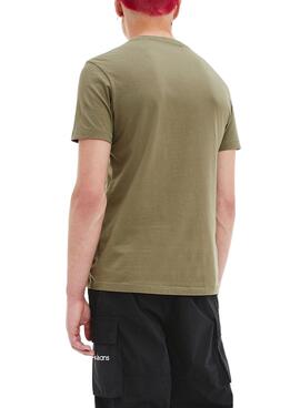 T-Shirt Calvin Klein Logo Grün für Herren