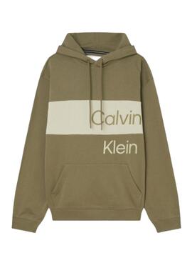 Sweatshirt Calvin Klein Logo Contraste Grün Herren