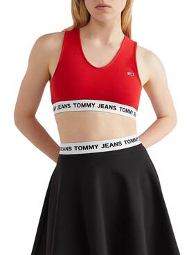 Top Tommy Jeans Super Crop Rot für Damen