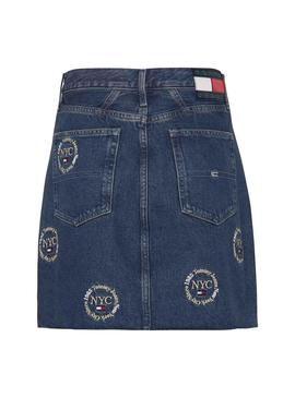 Rock Denim Tommy Jeans Stickerei Blau Damen