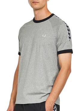 T-Shirt Fred Perry Taped Ringer Grau Herren