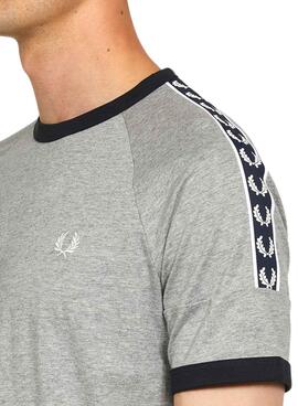 T-Shirt Fred Perry Taped Ringer Grau Herren