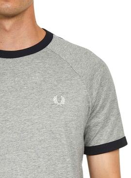 T-Shirt Fred Perry Taped Ringer Grau Herren