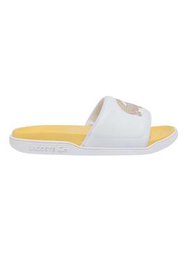 White and gold lacoste slides clearance
