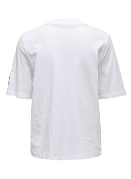 T-Shirt Only Kina Aufnäher Weiss für Damen
