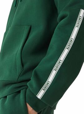 Sweatshirt Lacoste Kapuze Streifen Grün Für Herren