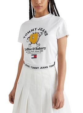 T-Shirt Tommy Jeans Baby Bagel Weiss für Damen